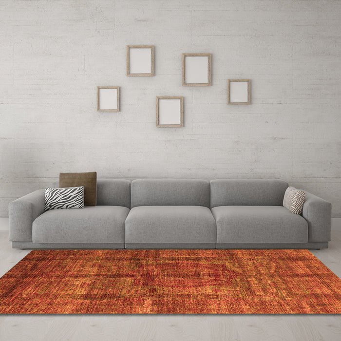 Machine Washable Oriental Orange Modern Area Rugs in a Living Room, wshabs4141org