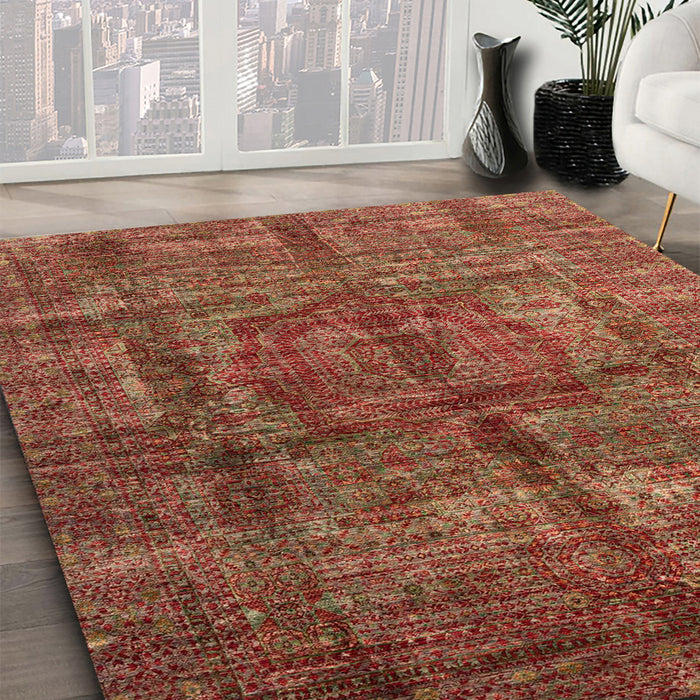 Abstract Red Oriental Rug in Family Room, abs4141