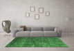 Machine Washable Oriental Emerald Green Modern Area Rugs in a Living Room,, wshabs4141emgrn