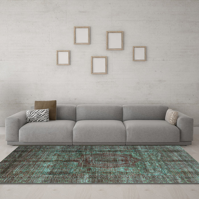 Machine Washable Oriental Light Blue Modern Rug in a Living Room, wshabs4141lblu