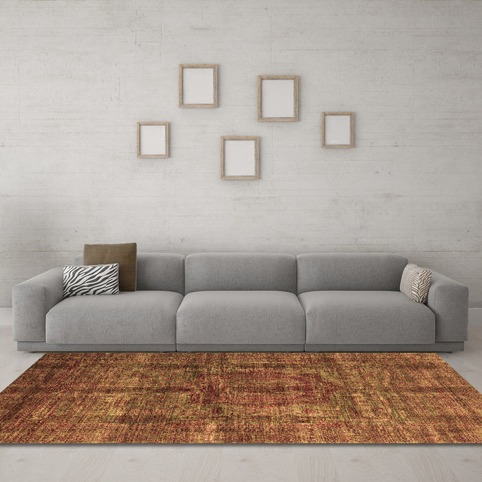Machine Washable Oriental Brown Modern Rug in a Living Room,, wshabs4141brn