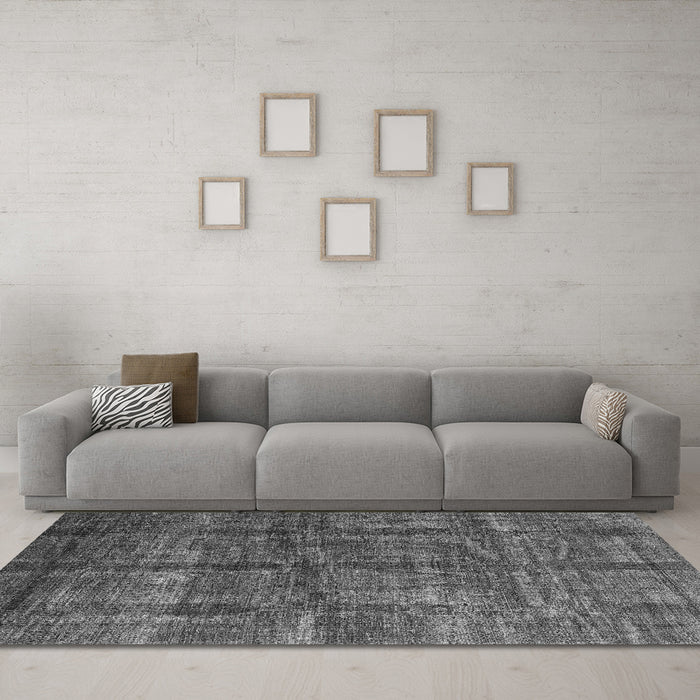 Machine Washable Oriental Gray Modern Rug in a Living Room,, wshabs4141gry