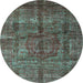 Round Oriental Light Blue Modern Rug, abs4141lblu