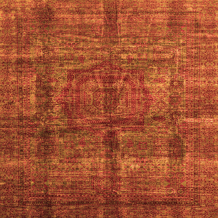 Square Machine Washable Oriental Orange Modern Area Rugs, wshabs4141org