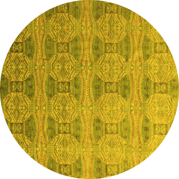 Round Oriental Yellow Modern Rug, abs4142yw