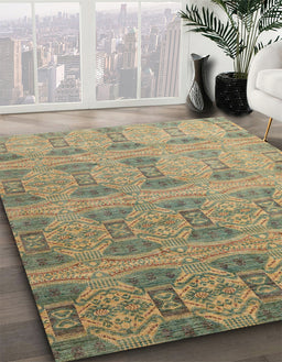 Abstract Brown Oriental Rug in Family Room, abs4142