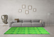 Machine Washable Oriental Green Modern Area Rugs in a Living Room,, wshabs4142grn