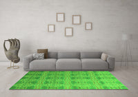 Machine Washable Oriental Green Modern Rug, wshabs4142grn