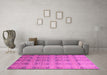 Machine Washable Oriental Pink Modern Rug in a Living Room, wshabs4142pnk