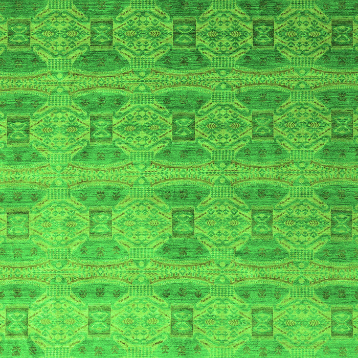 Square Machine Washable Oriental Green Modern Area Rugs, wshabs4142grn