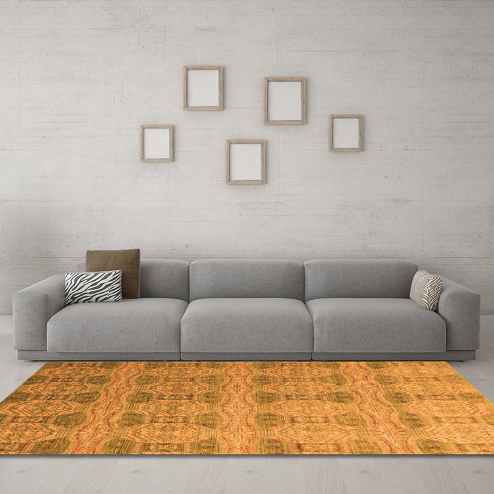 Machine Washable Oriental Orange Modern Area Rugs in a Living Room, wshabs4142org