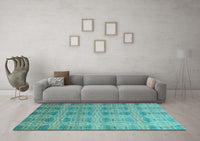 Machine Washable Oriental Light Blue Modern Rug, wshabs4142lblu