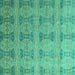 Square Machine Washable Oriental Turquoise Modern Area Rugs, wshabs4142turq