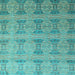Square Machine Washable Oriental Light Blue Modern Rug, wshabs4142lblu