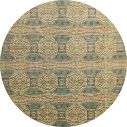 Round Machine Washable Abstract Brown Rug, wshabs4142