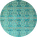 Round Oriental Light Blue Modern Rug, abs4142lblu