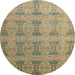 Round Abstract Brown Oriental Rug, abs4142