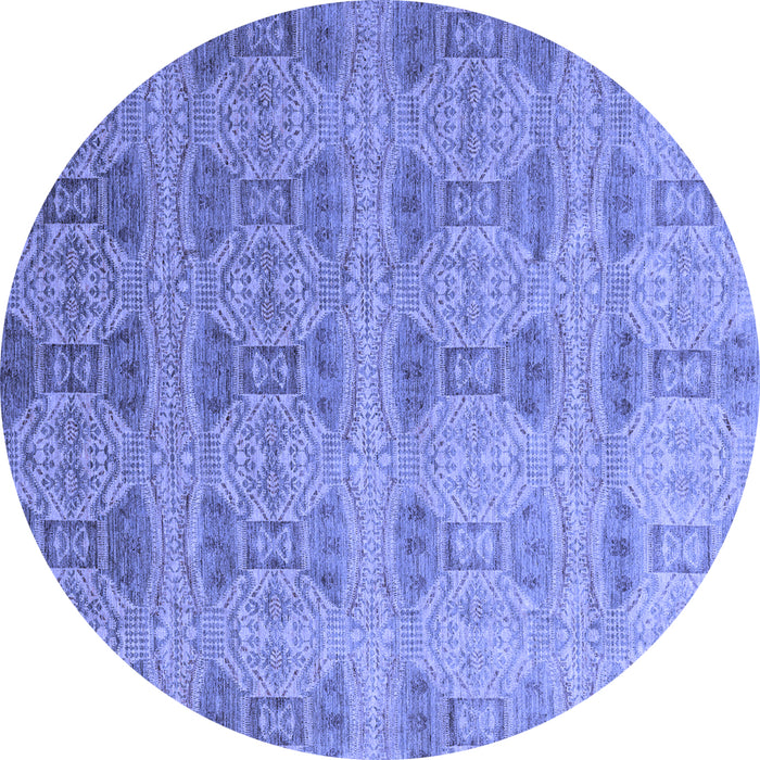 Round Oriental Blue Modern Rug, abs4142blu