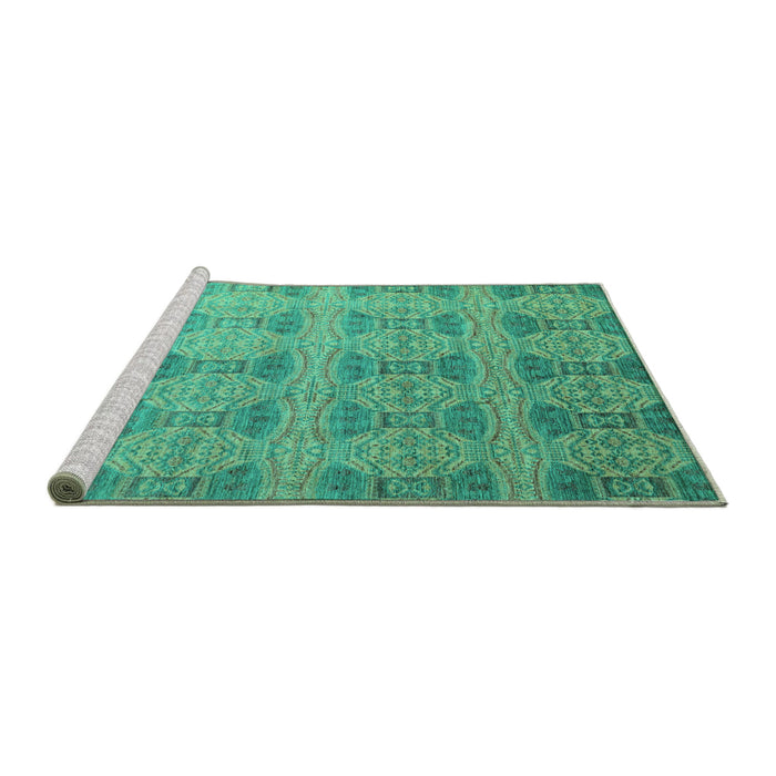 Sideview of Machine Washable Oriental Turquoise Modern Area Rugs, wshabs4142turq