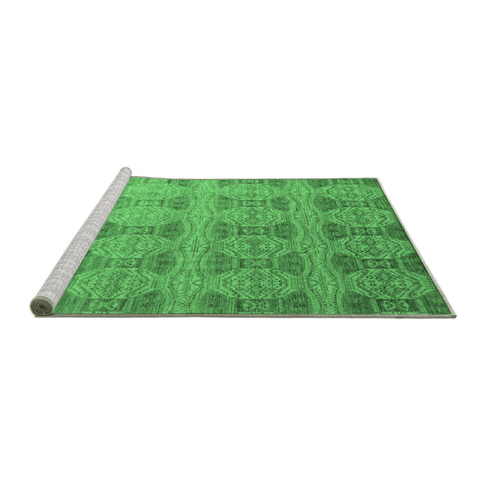 Sideview of Machine Washable Oriental Emerald Green Modern Area Rugs, wshabs4142emgrn
