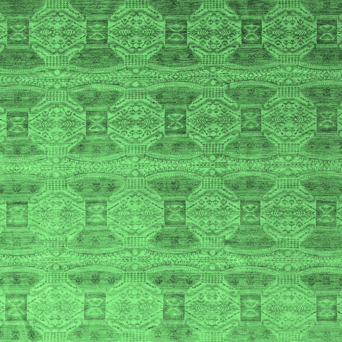 Square Machine Washable Oriental Emerald Green Modern Area Rugs, wshabs4142emgrn