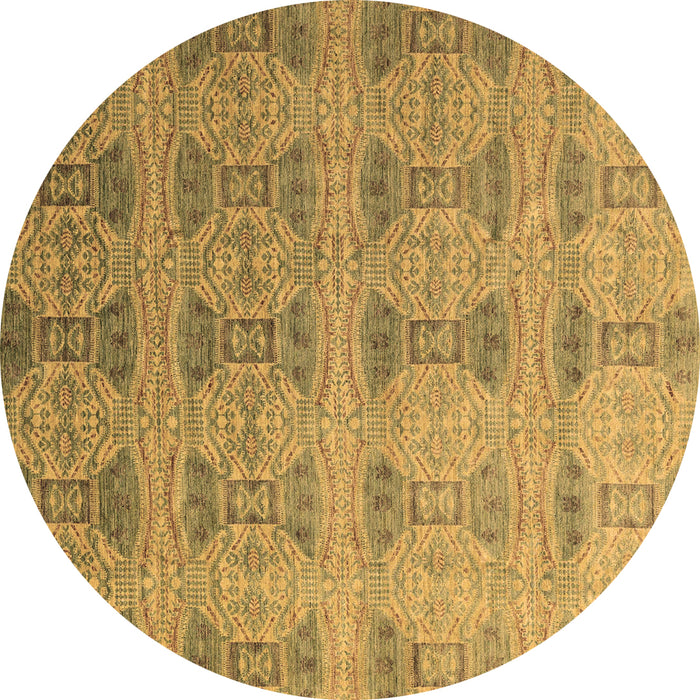 Round Machine Washable Oriental Brown Modern Rug, wshabs4142brn