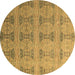 Round Machine Washable Oriental Brown Modern Rug, wshabs4142brn