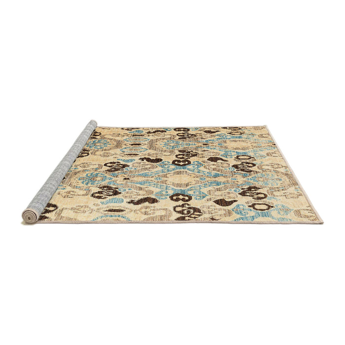 Sideview of Machine Washable Abstract Dark Almond Brown Rug, wshabs4143