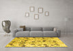 Machine Washable Oriental Yellow Modern Rug in a Living Room, wshabs4143yw