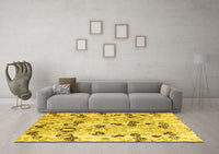 Machine Washable Oriental Yellow Modern Rug, wshabs4143yw