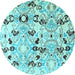 Round Oriental Light Blue Modern Rug, abs4143lblu