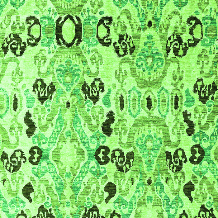 Machine Washable Oriental Green Modern Area Rugs, wshabs4143grn