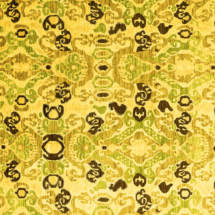 Square Machine Washable Oriental Yellow Modern Rug, wshabs4143yw