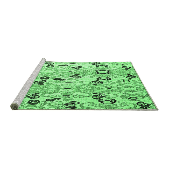 Sideview of Machine Washable Oriental Emerald Green Modern Area Rugs, wshabs4143emgrn