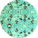 Round Oriental Turquoise Modern Rug, abs4143turq