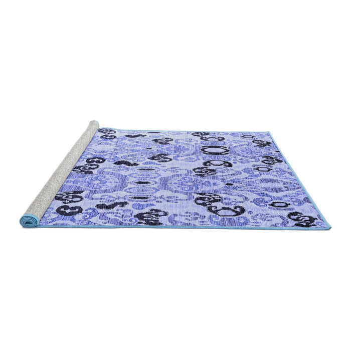 Sideview of Machine Washable Oriental Blue Modern Rug, wshabs4143blu