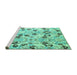 Sideview of Machine Washable Oriental Turquoise Modern Area Rugs, wshabs4143turq