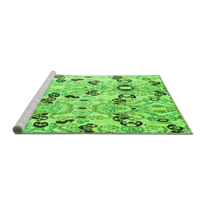 Sideview of Machine Washable Oriental Green Modern Area Rugs, wshabs4143grn