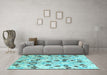 Machine Washable Oriental Light Blue Modern Rug in a Living Room, wshabs4143lblu