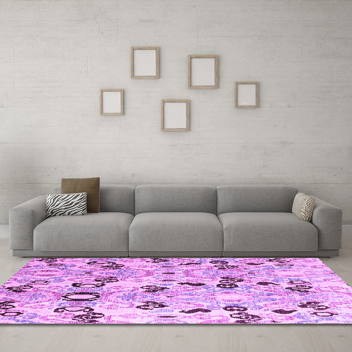 Machine Washable Oriental Purple Modern Area Rugs in a Living Room, wshabs4143pur