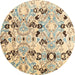 Round Machine Washable Abstract Dark Almond Brown Rug, wshabs4143