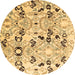 Round Oriental Brown Modern Rug, abs4143brn