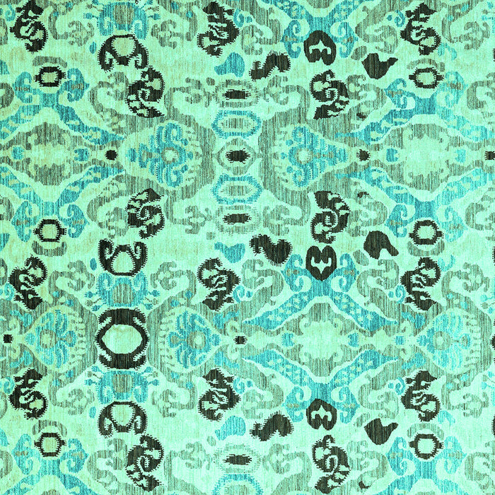 Square Machine Washable Oriental Turquoise Modern Area Rugs, wshabs4143turq