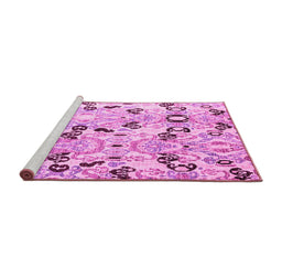 Sideview of Machine Washable Oriental Pink Modern Rug, wshabs4143pnk