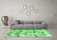 Machine Washable Oriental Emerald Green Modern Rug, wshabs4143emgrn