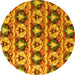 Round Machine Washable Oriental Yellow Modern Rug, wshabs4144yw