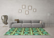 Machine Washable Oriental Turquoise Modern Area Rugs in a Living Room,, wshabs4144turq