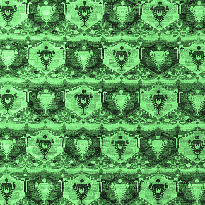 Square Machine Washable Oriental Emerald Green Modern Area Rugs, wshabs4144emgrn