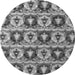 Round Machine Washable Oriental Gray Modern Rug, wshabs4144gry