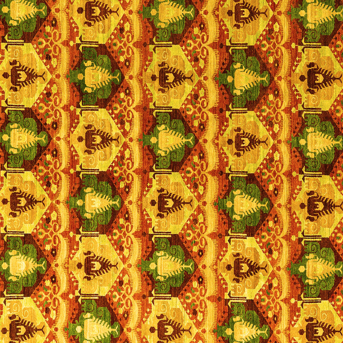 Square Machine Washable Oriental Yellow Modern Rug, wshabs4144yw